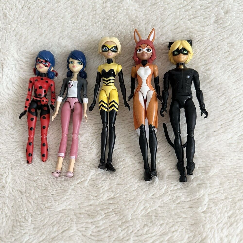 Zag Miraculous Ladybug 5" Action Figure Posable Lot Of 5 Toy FLAW
